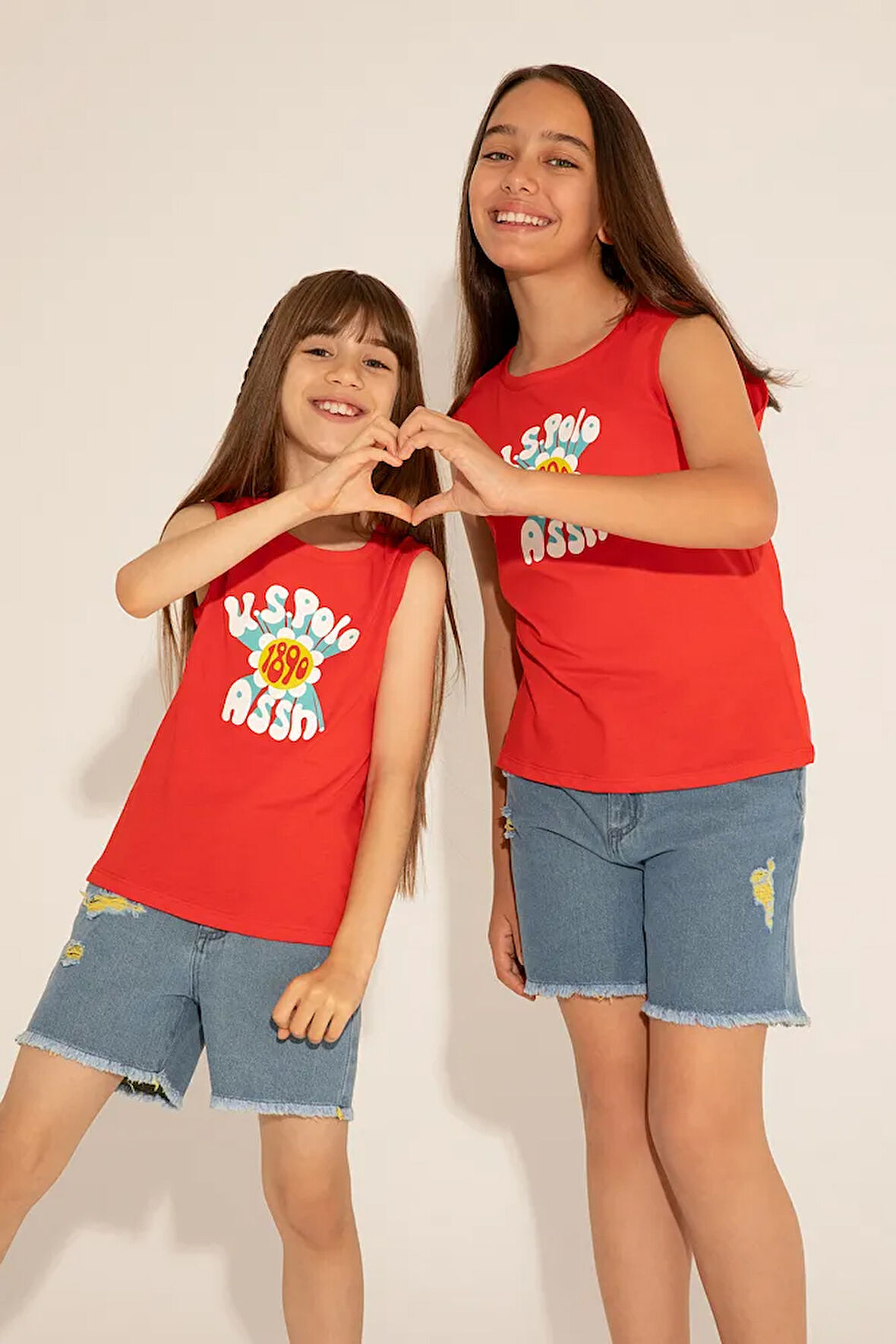 Kız Çocuk Kırmızı Bisiklet Yaka Kolsuz Tişört 50288410-VR030