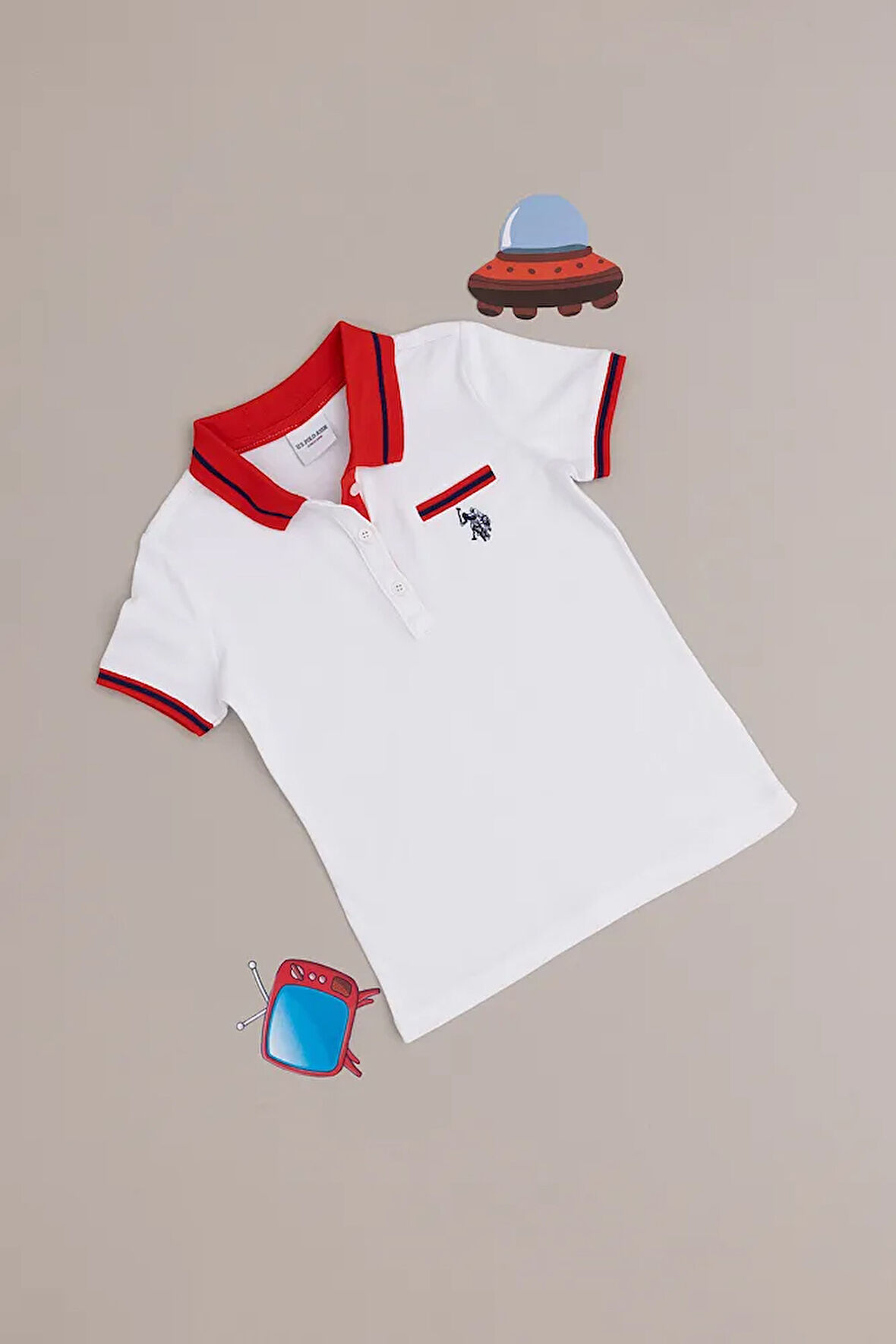 Kız Çocuk Beyaz Polo Yaka Tişört 50288680-vr013