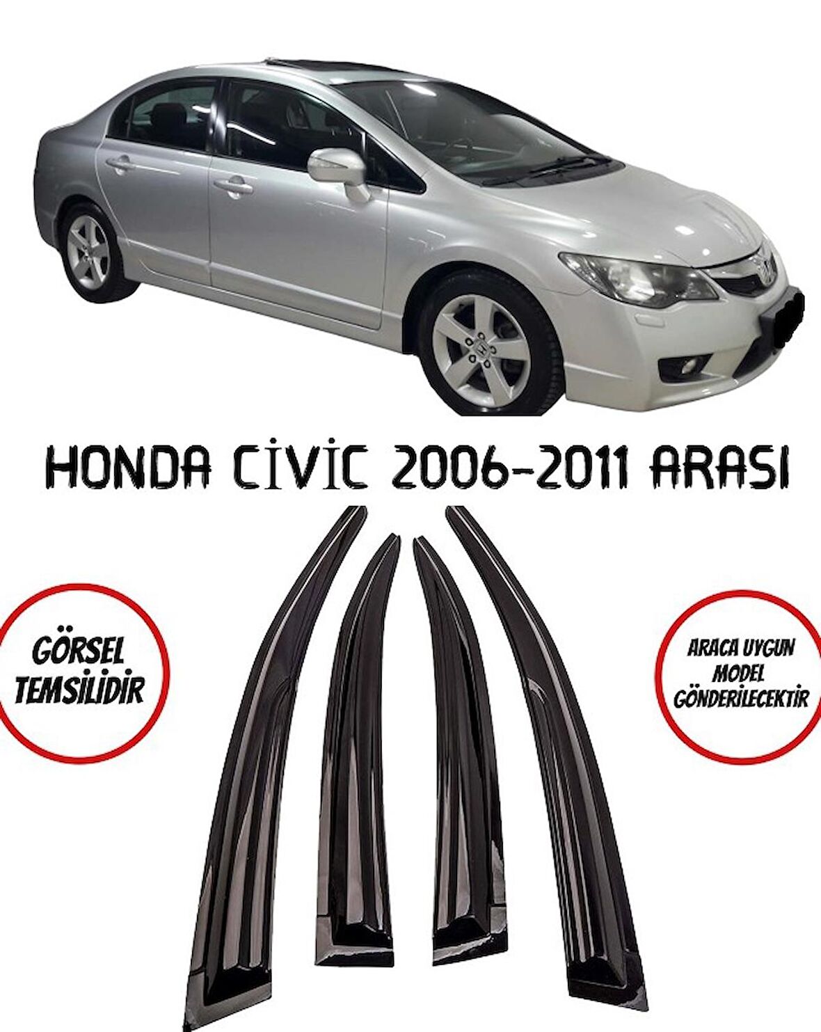 Honda Civic Cam Rüzgarlığı 4lü 2006-2012 Arası