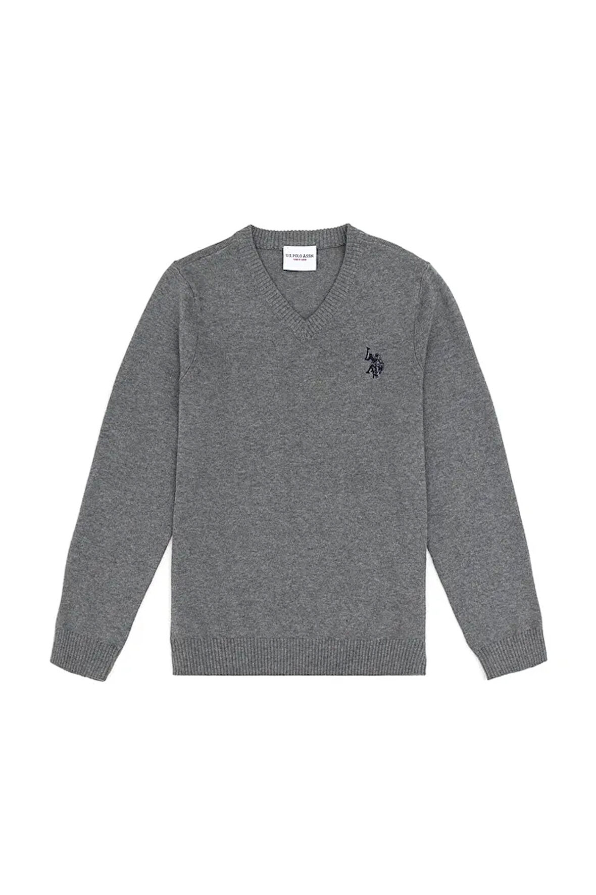 Erkek Çocuk Gri Melanj Basic V Yaka Kazak 50294200-vr086