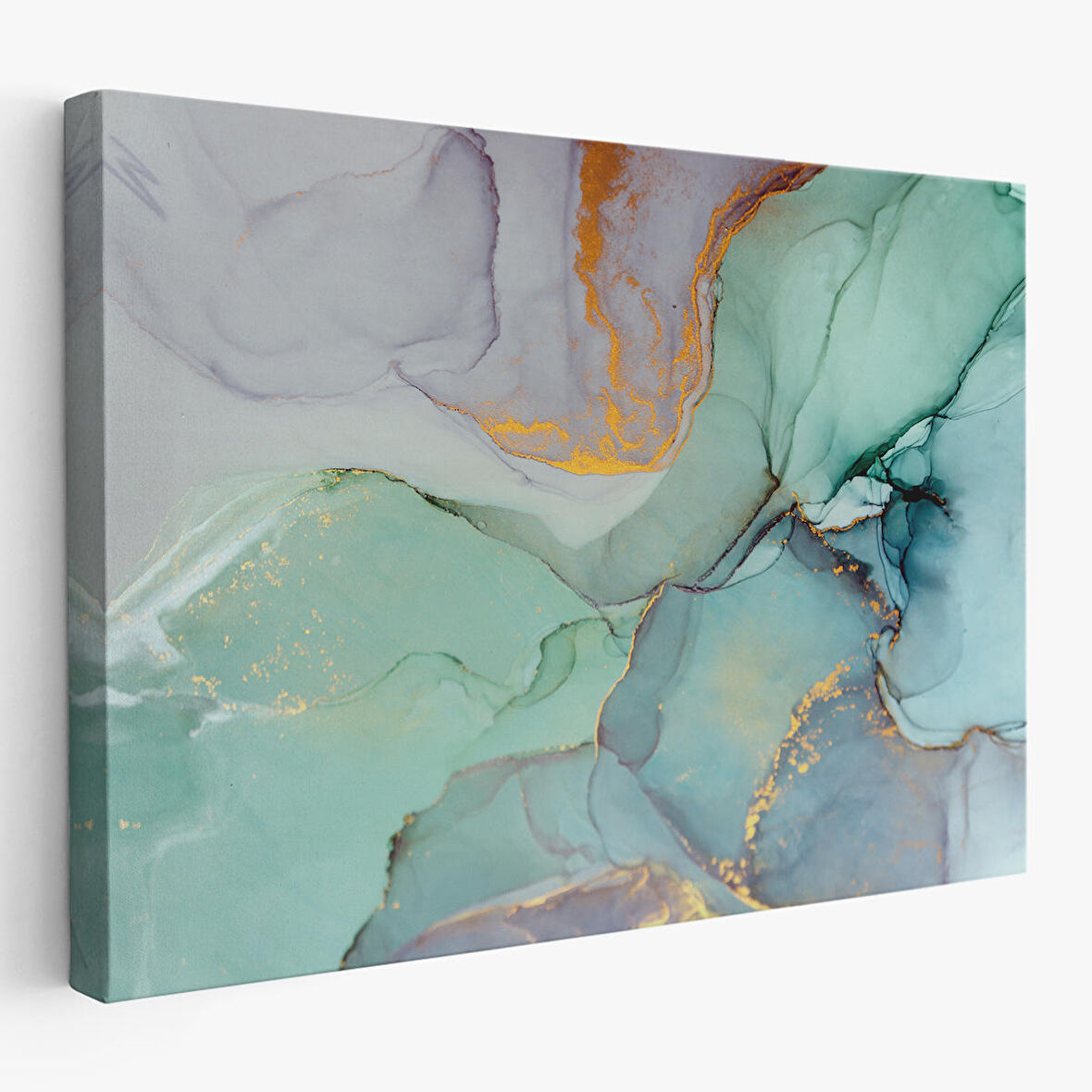 Mürekkep ve Alkol Elementleri ile Mermer Deseni Verilmiş Kanvas Tablo-5030