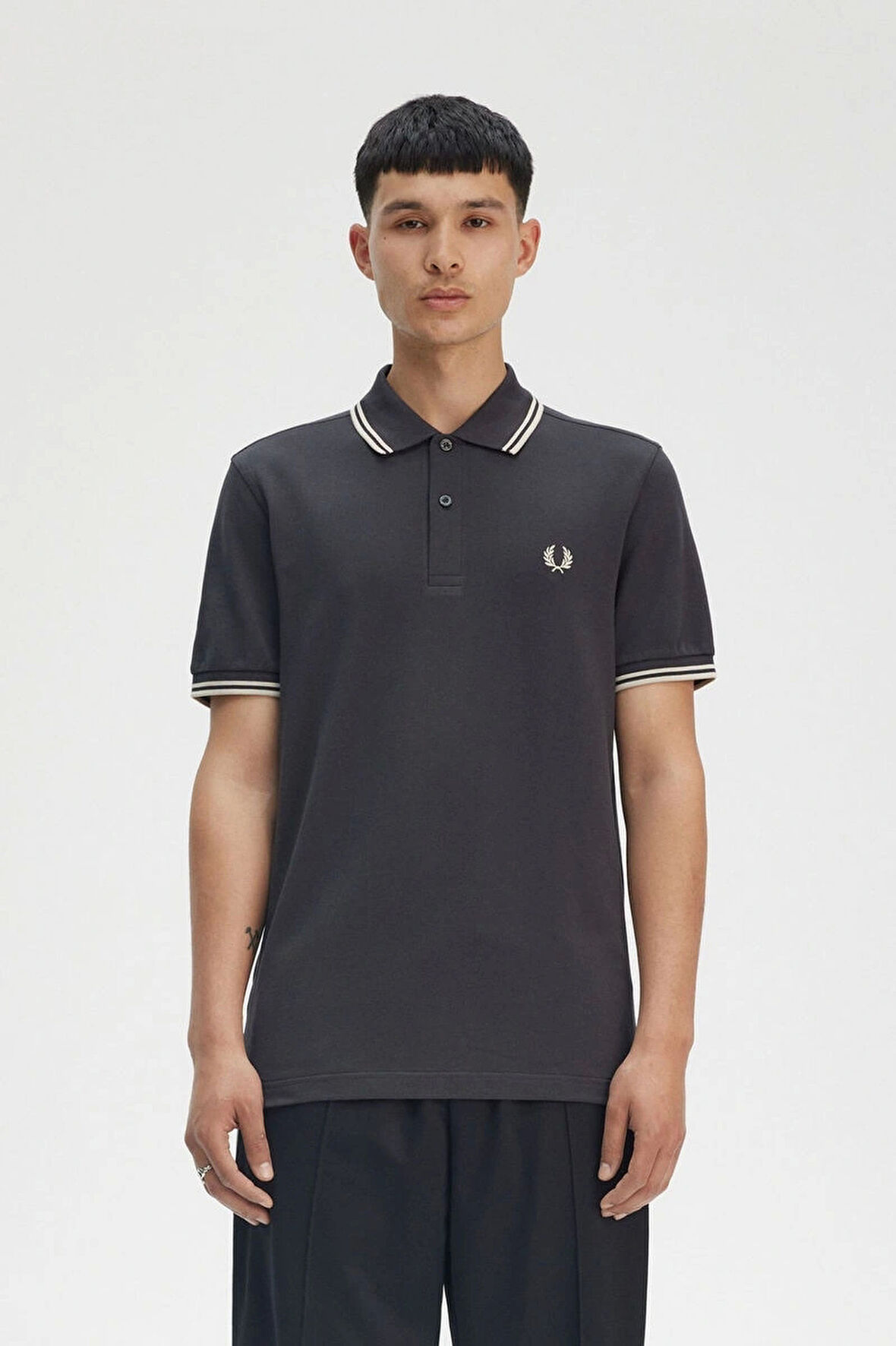 Fred Parry Erkek Antrasit Polo Yaka T-shirt