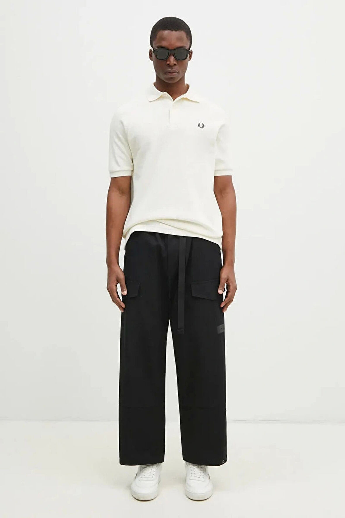 Fred Parry Erkek Ekru Logo Detaylı Polo Yaka T-shirt