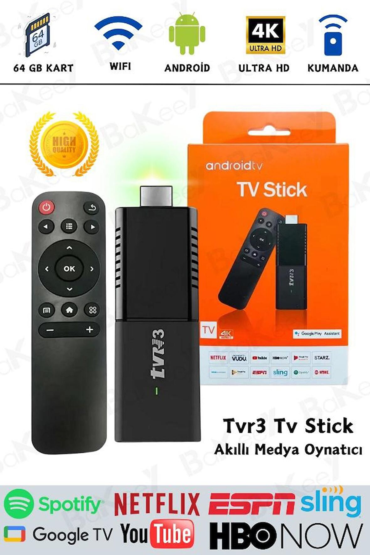 4K Android TV Stick Medya Oynatıcı Android 7.1 Ultra Hd Tv Box Google Play Asistan Smart Tv Wifi