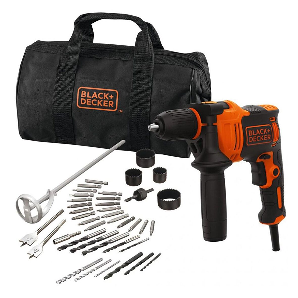 Black+Decker BEH710SA40 710Watt 13mm Darbeli Matkap + 40 Parça Delme ve Vidalama Seti 