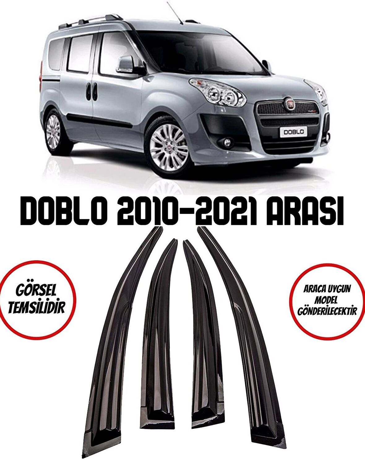 Fiat Doblo 2 Cam Rüzgarlığı 4lü 2010 - 2019 Arası