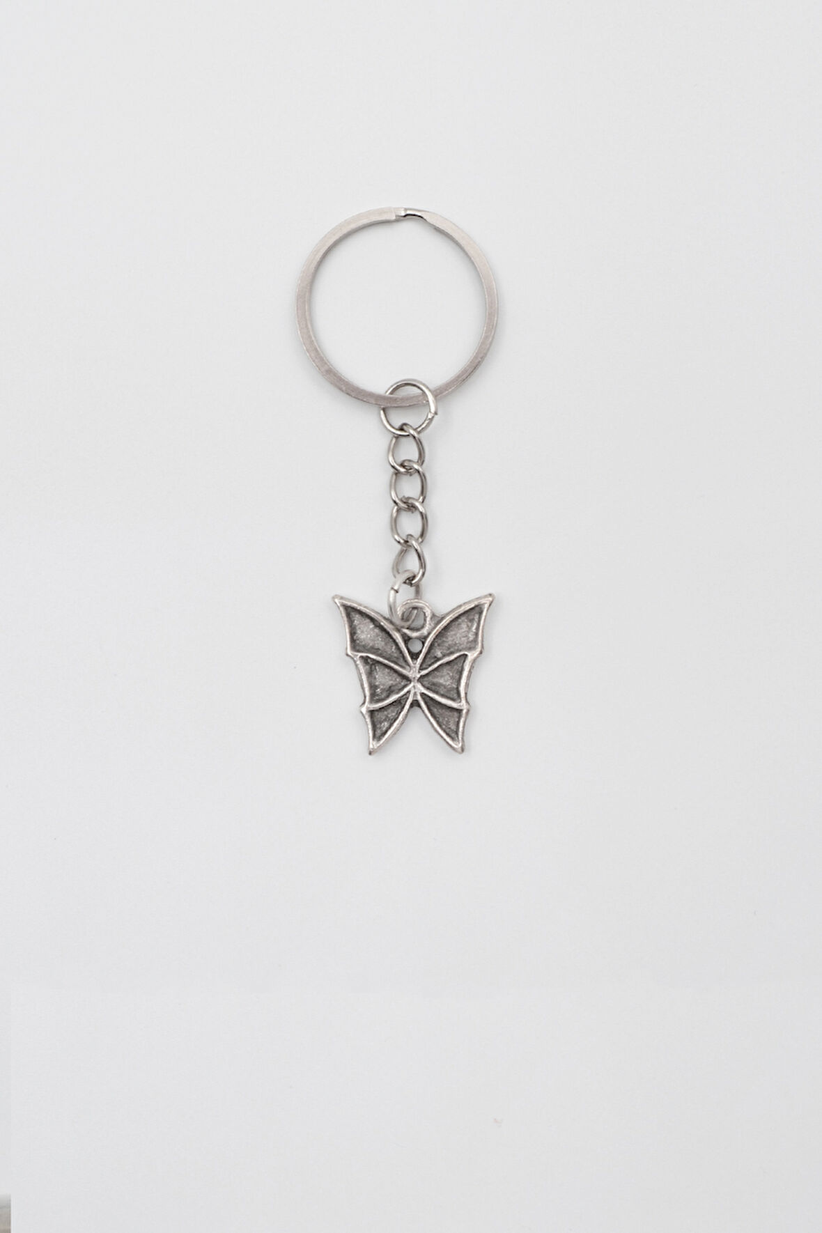 Kelebek Anahtarlık - Antik Gümüş Kaplama - Kadın Erkek