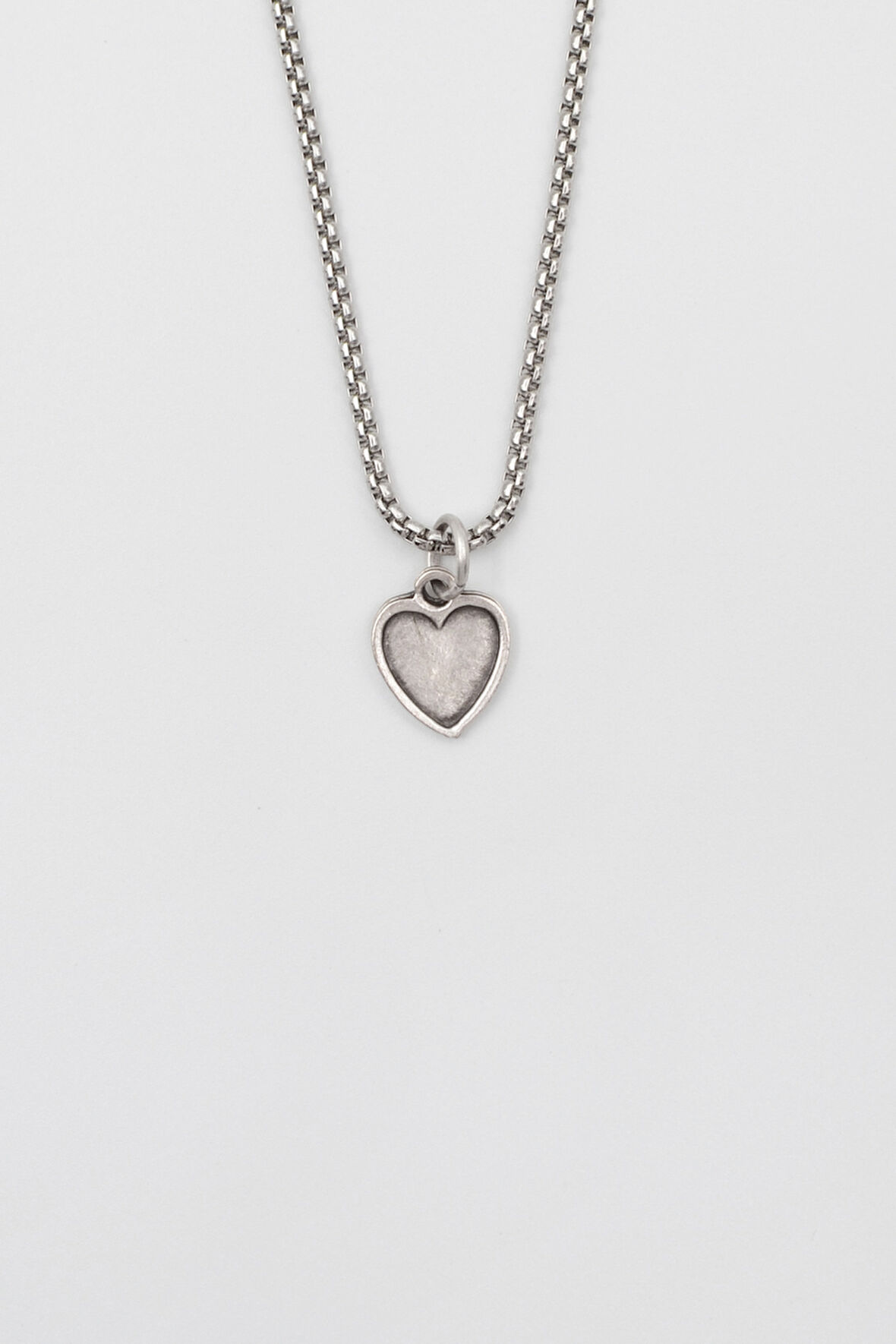 Minimalist Kalp Örme Zincir Kolye - Antik Gümüş Kaplama - Kadın Erkek - 60 cm