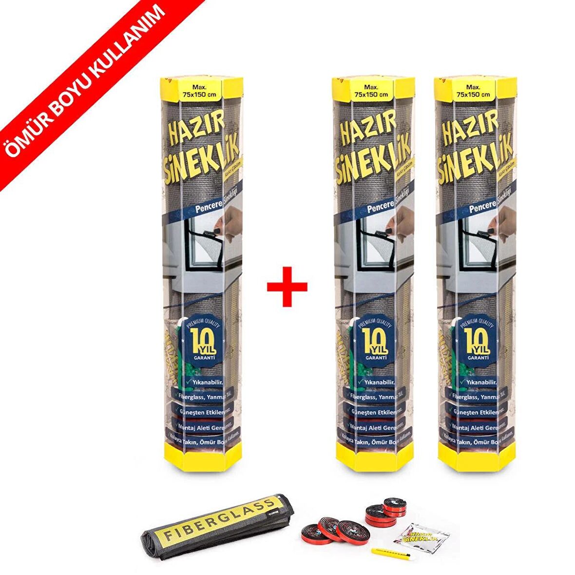 Hazır Sineklik 75x150 Cm Pencere Için 3 Lü Paket