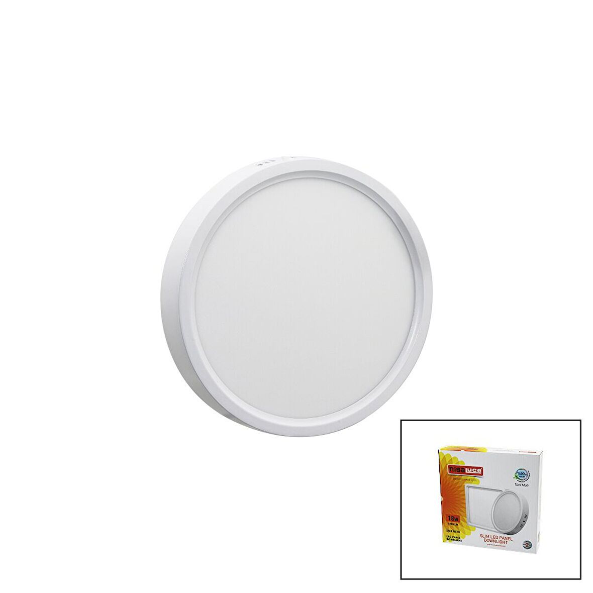 NİSALUCE EPL-18SÜ 18W BEYAZ METAL KASA SIVA ÜSTÜ YUVARLAK LED SLİM PANEL 1260LM BEYAZ=6500K 30.000 SAAT ÖMÜR (5042)