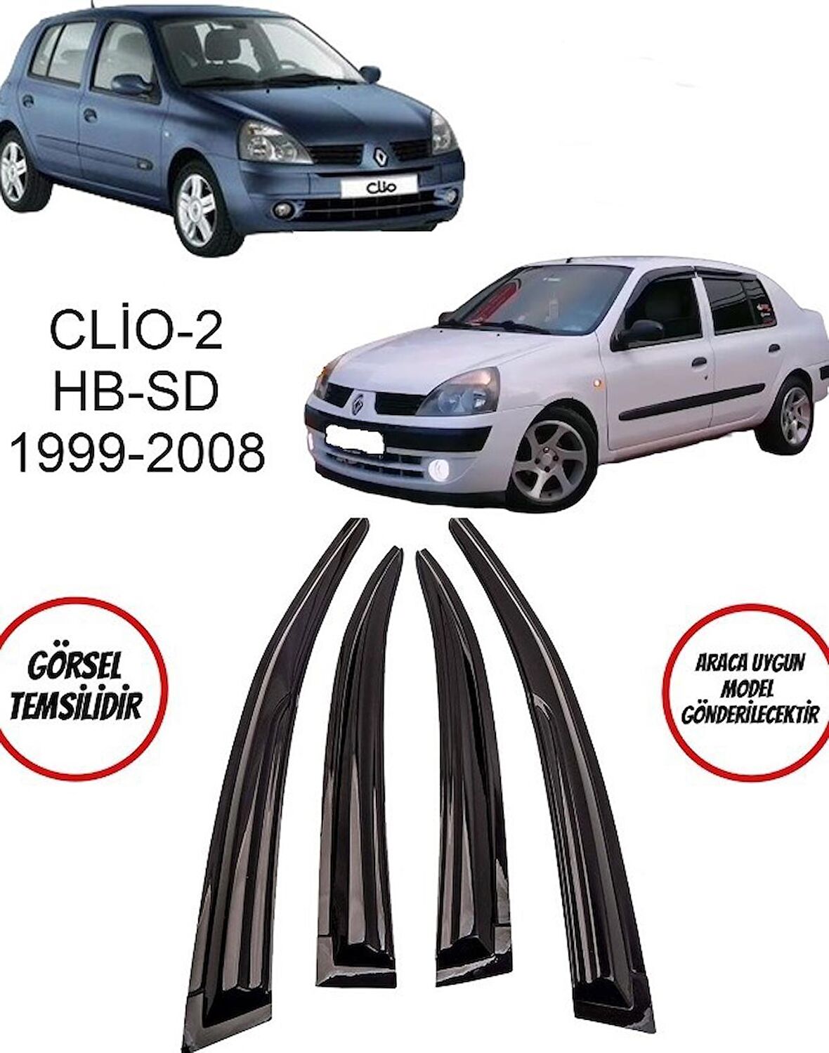 Renault Clio 2 Cam Rüzgarlığı 4lü 1999-2008 Arası