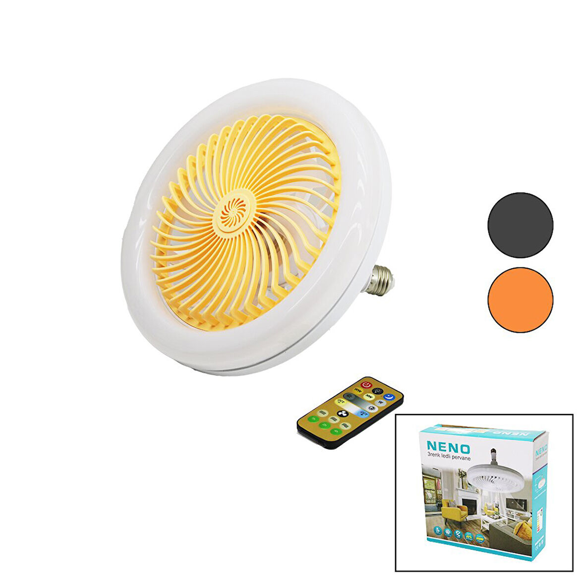 PERVANELİ 3 RENK LEDLİ KUMANDALILAMBA AMPUL OYNAR BAŞLI DUY ÇAP:15CM6500LUMEN - 3200K (5042)