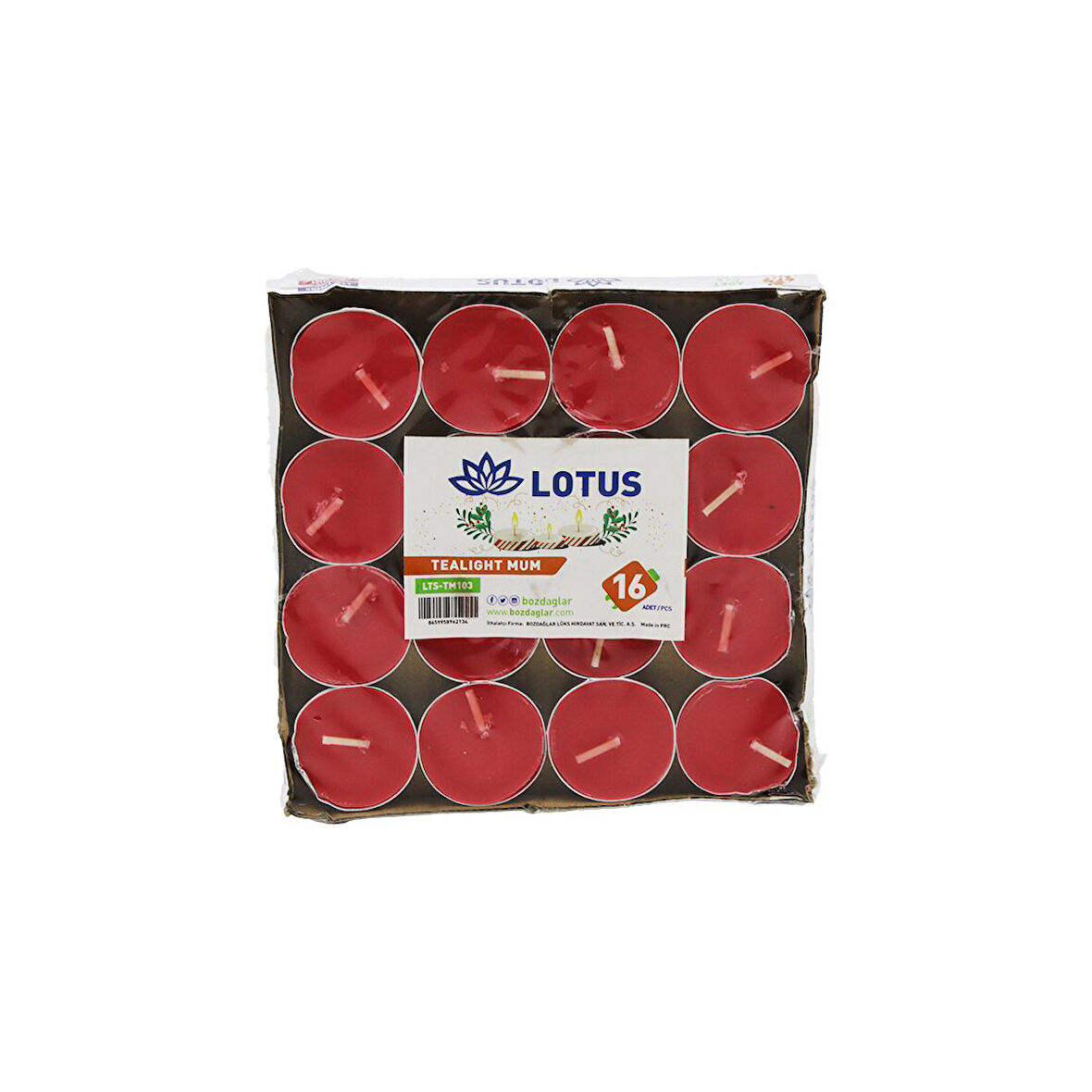 16PCS   YUVARLAK - KIRMIZI  TEA LİGHT MUM (5042)