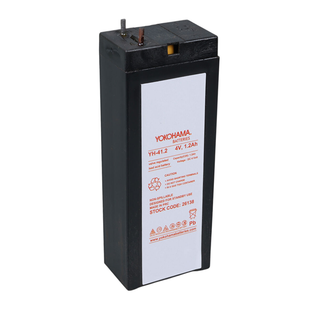 YOKOHAMA YH-41.2 4 VOLT - 1.2 AMPER KURU AKÜ  (35.2 X 22 X 91 MM) (5042)