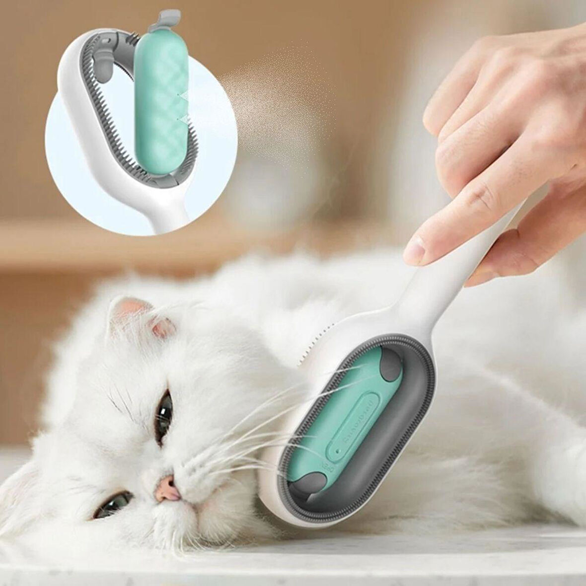 Su Hazneli Kedi ve Köpek Tüyü Toplamama Fırçası Su Hazneli Pet Tarağı (5042)