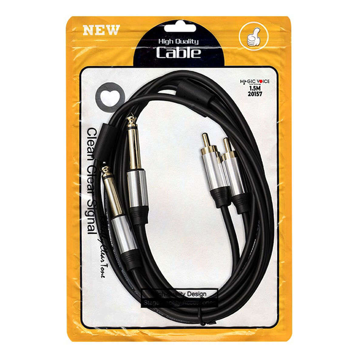 LD398 2X 6.3MM MONO ERKEK + 2X RCA ERKEK 1.5 METRE KABLO (5042)