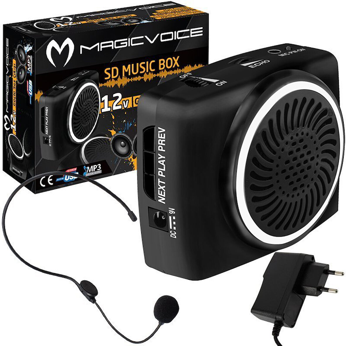 MAGICVOICE MV-17450 USB+SD KART GİRİŞLİ ŞARJLI MİNİ SEYYAR REHBER ANFİSİ (5042)