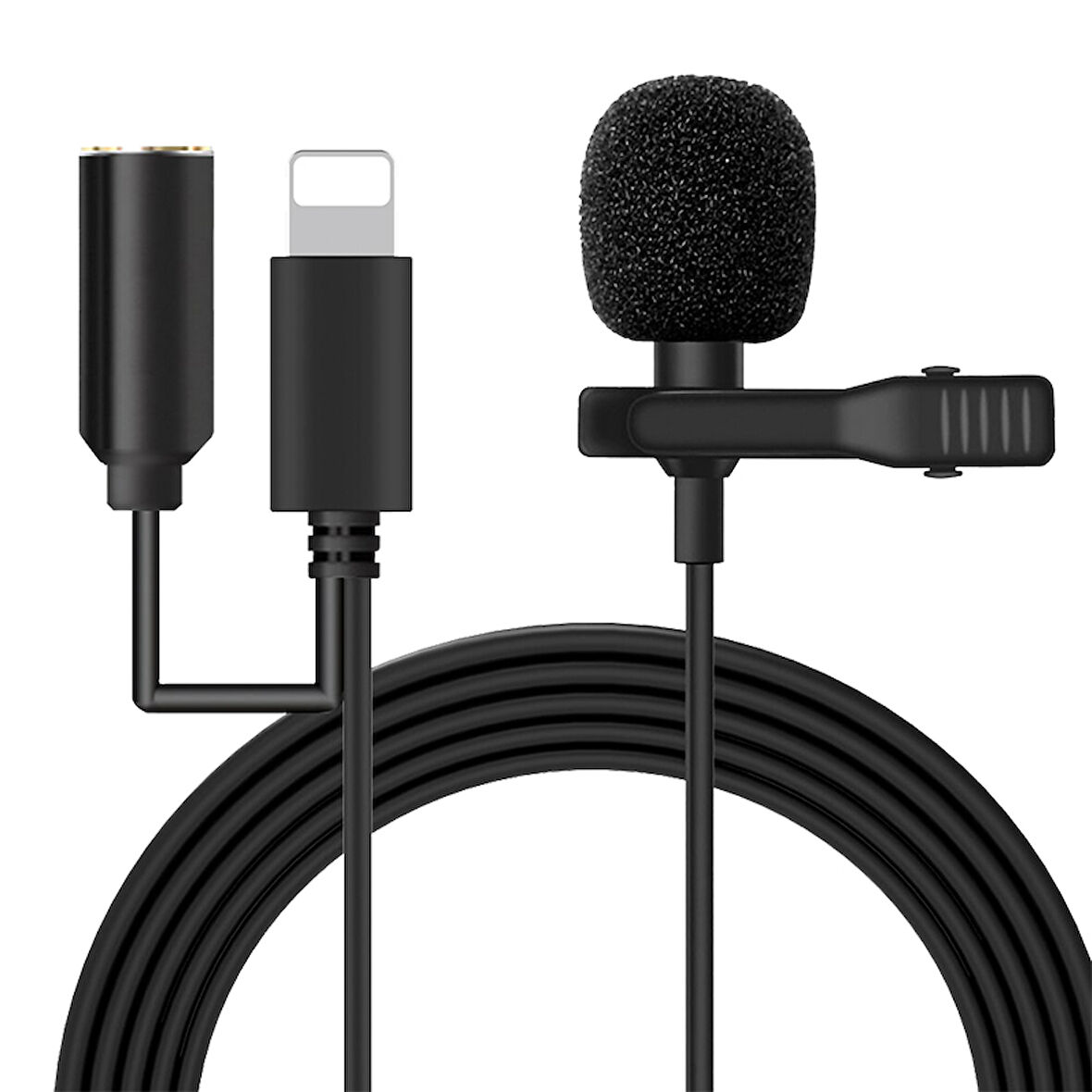 JH-041-A LIGHTNING GİRİŞLİ VE KULAKLIK GİRİŞLİ YOUTUBER YAKA MİKROFONU (5042)