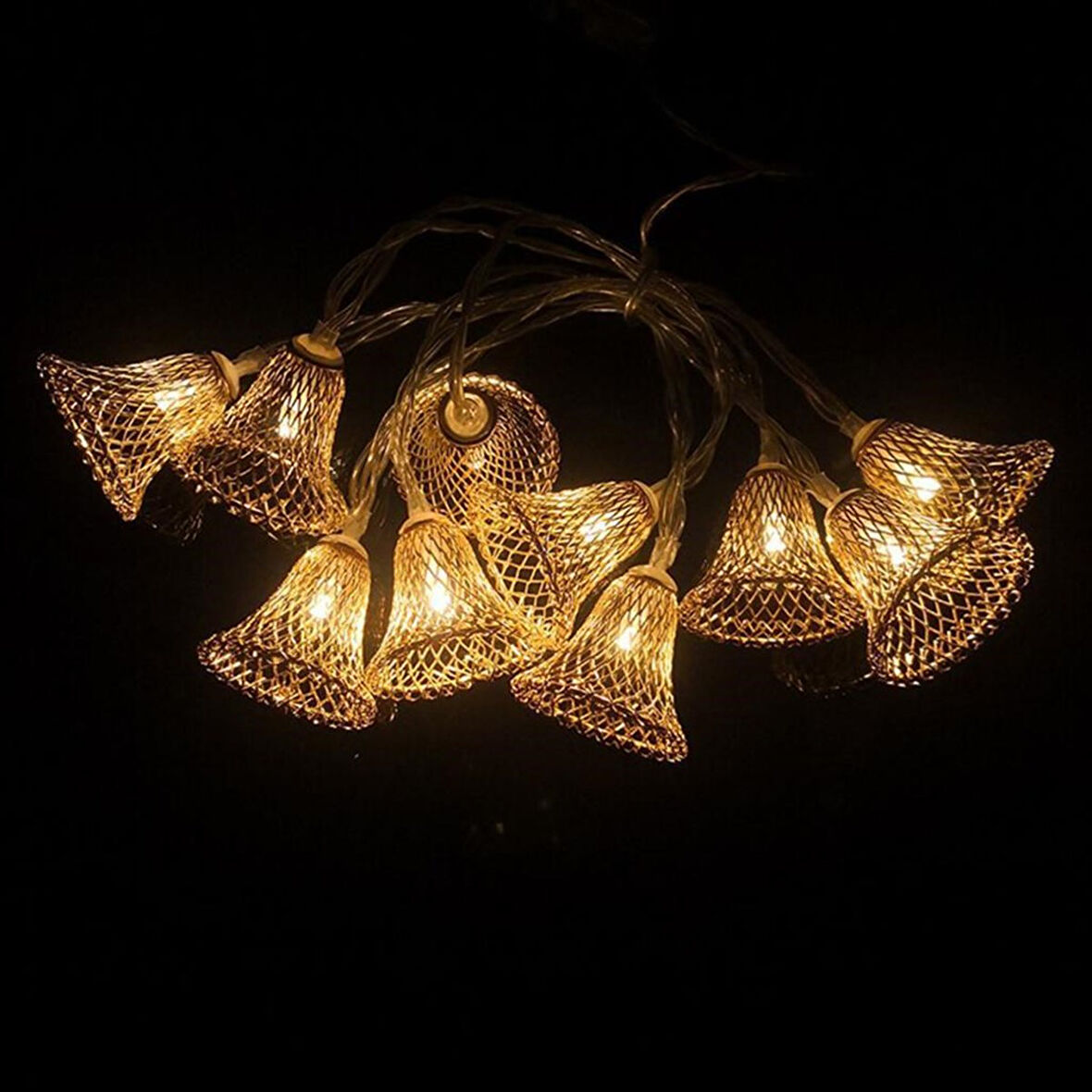 Parti ve Özel Gün Dekorasyonu Çan Şeklinde Metal Şerit Led Işık (5042)