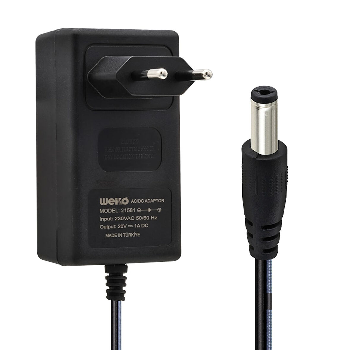 20 VOLT - 1 AMPER 5.5*2.5 UÇLU YERLİ ÜRETİM PRİZ TİPİ ADAPTÖR (5042)