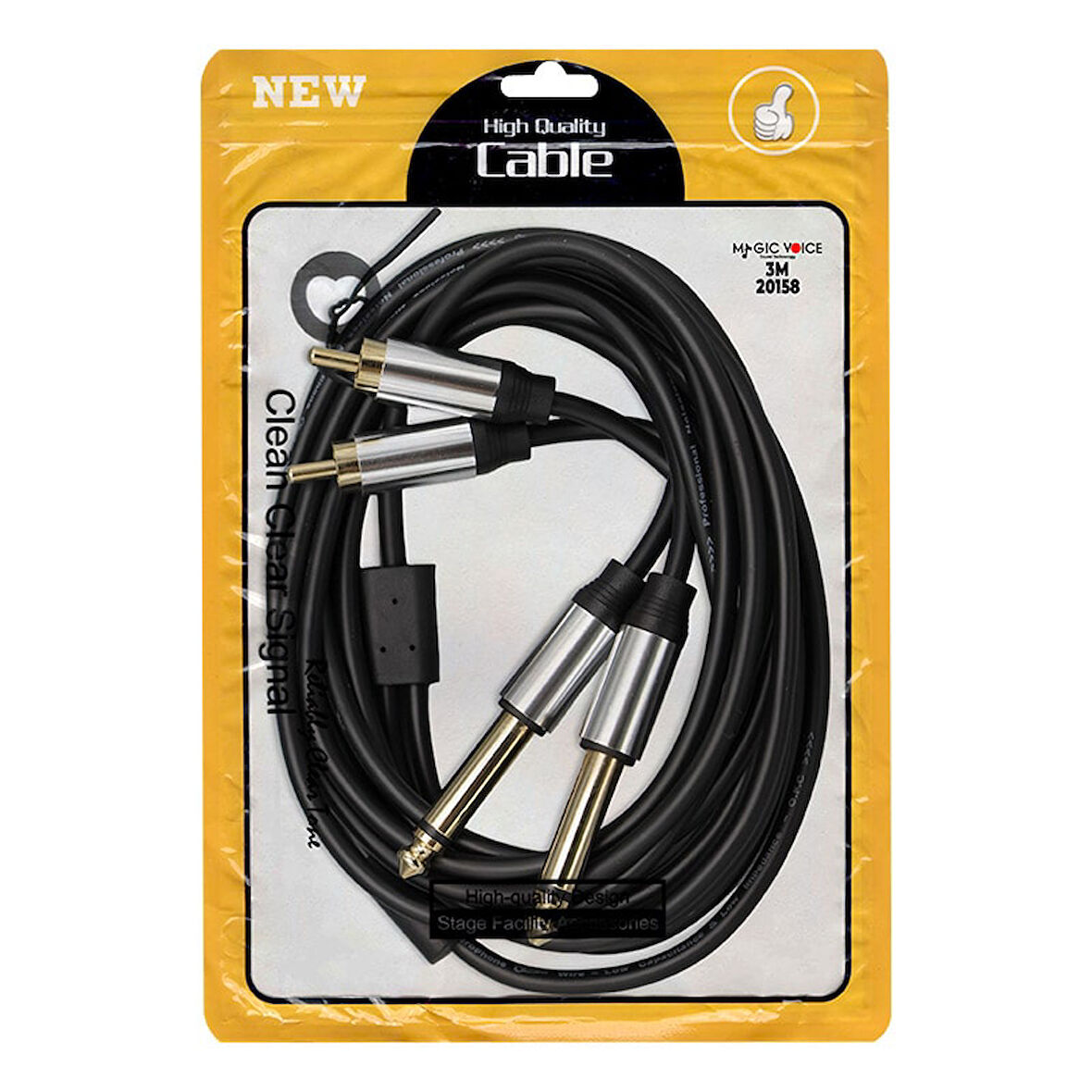 LD398 2X 6.3MM MONO ERKEK + 2X RCA ERKEK 3 METRE KABLO (5042)