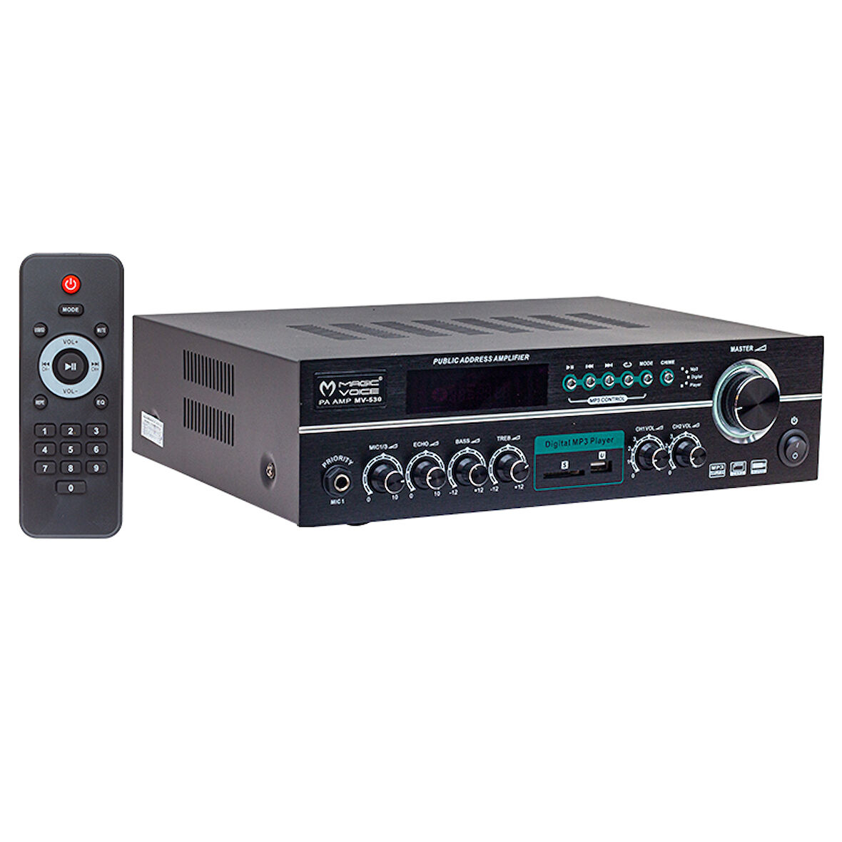 MAGICVOICE MV-530 120 WATT USB/SD/UK BLUETOOH 3 MİK GİRİŞLİ 2 BÖLGELİ HAT TRAFOLU ANFİ (5042)