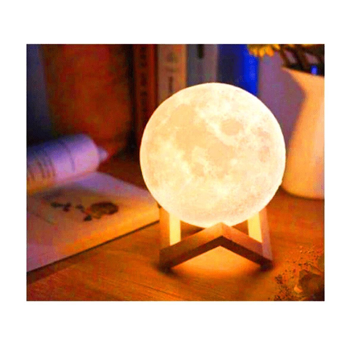 3D MOON LAMP AY KÜRE GECE LAMBASI AYAKLI (5042)