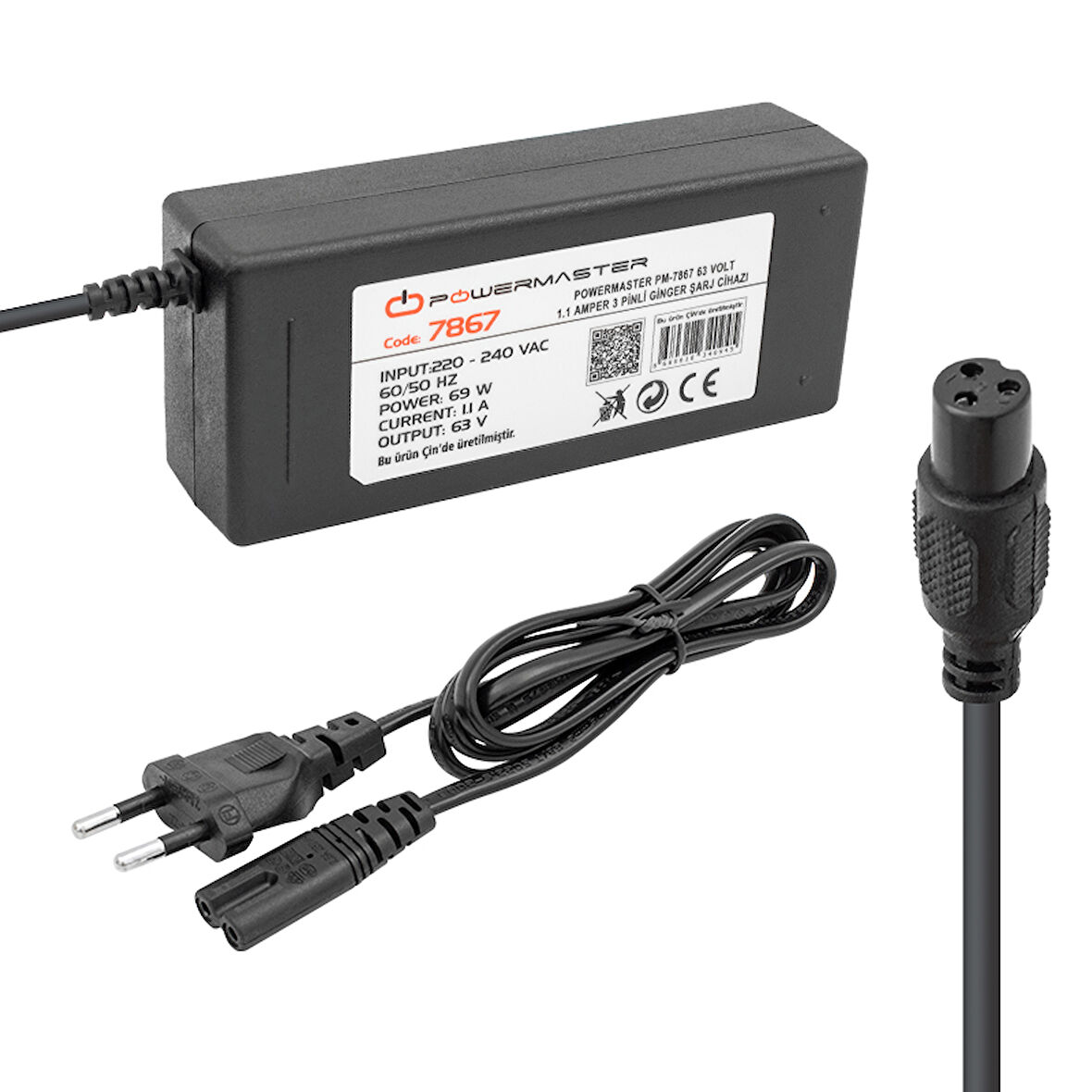 63 VOLT- 1.1 AMPER 69 WATT MASAÜSTÜ 3 PİNLİ GİNGER ŞARJ CİHAZI (5042)