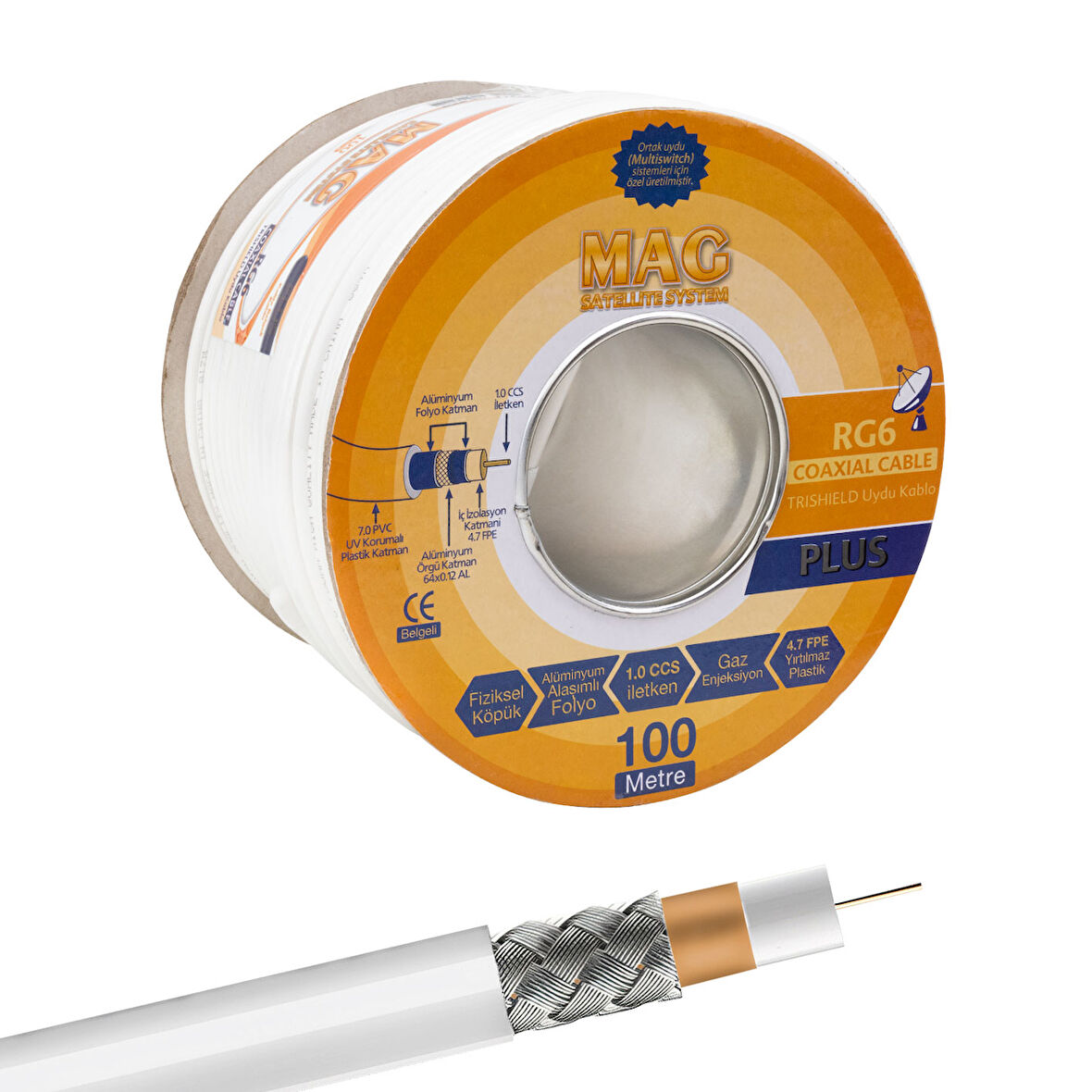 RG6/U4 TRISHIELD 64 TEL ANTEN KABLOSU (100 METRE) (5042)