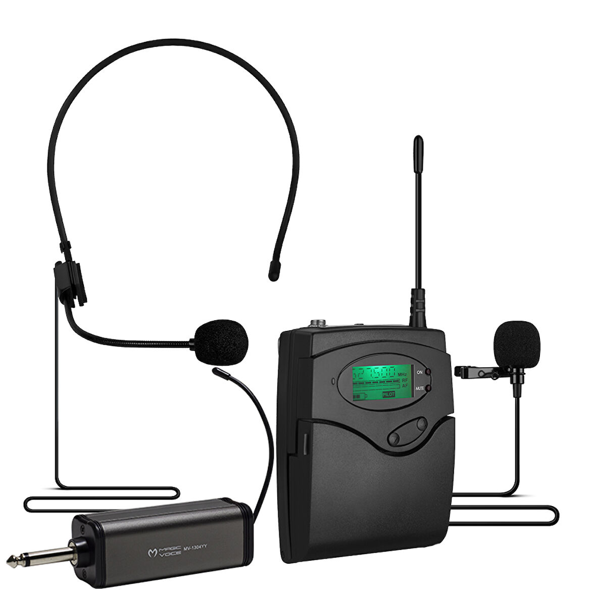 MAGICVOICE MV-1303Y UHF 1 YAKA + 1 HEADSET KABLOSUZ TELSİZ MİKROFON (5042)
