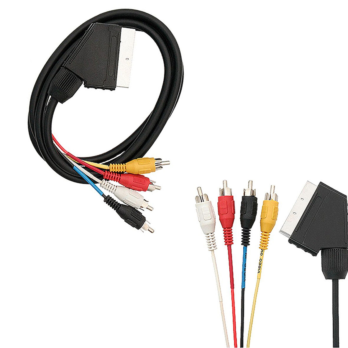 SCART 4 RCA 1.2 METRE 8MM KABLO (5042)