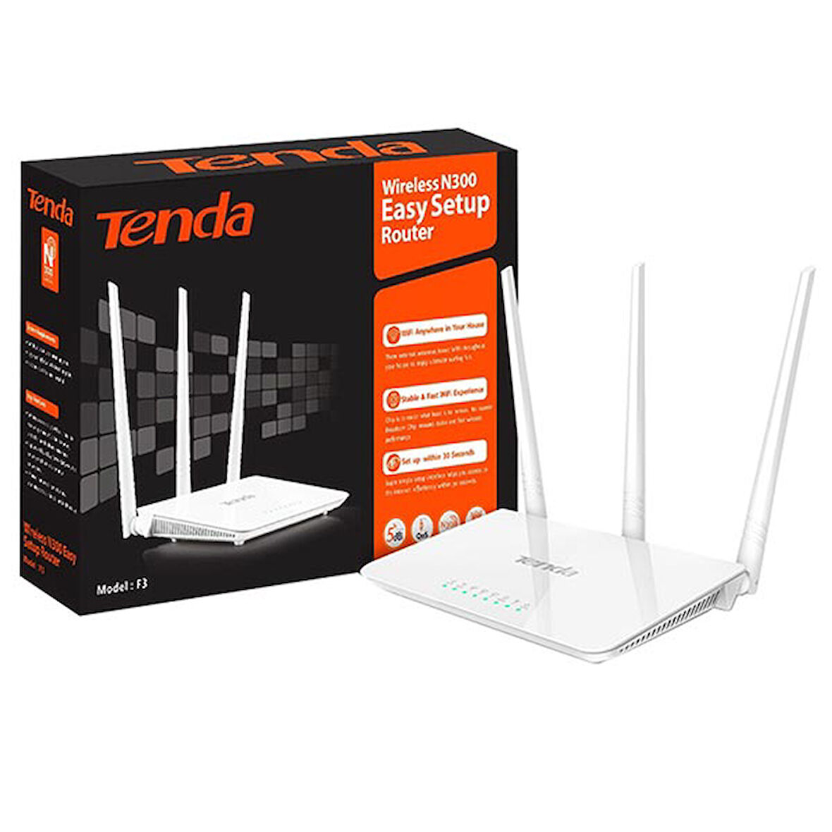 TENDA F3 4 PORT 300 MBPS 3 ANTENLİ ACCESS POINT ROUTER (5042)