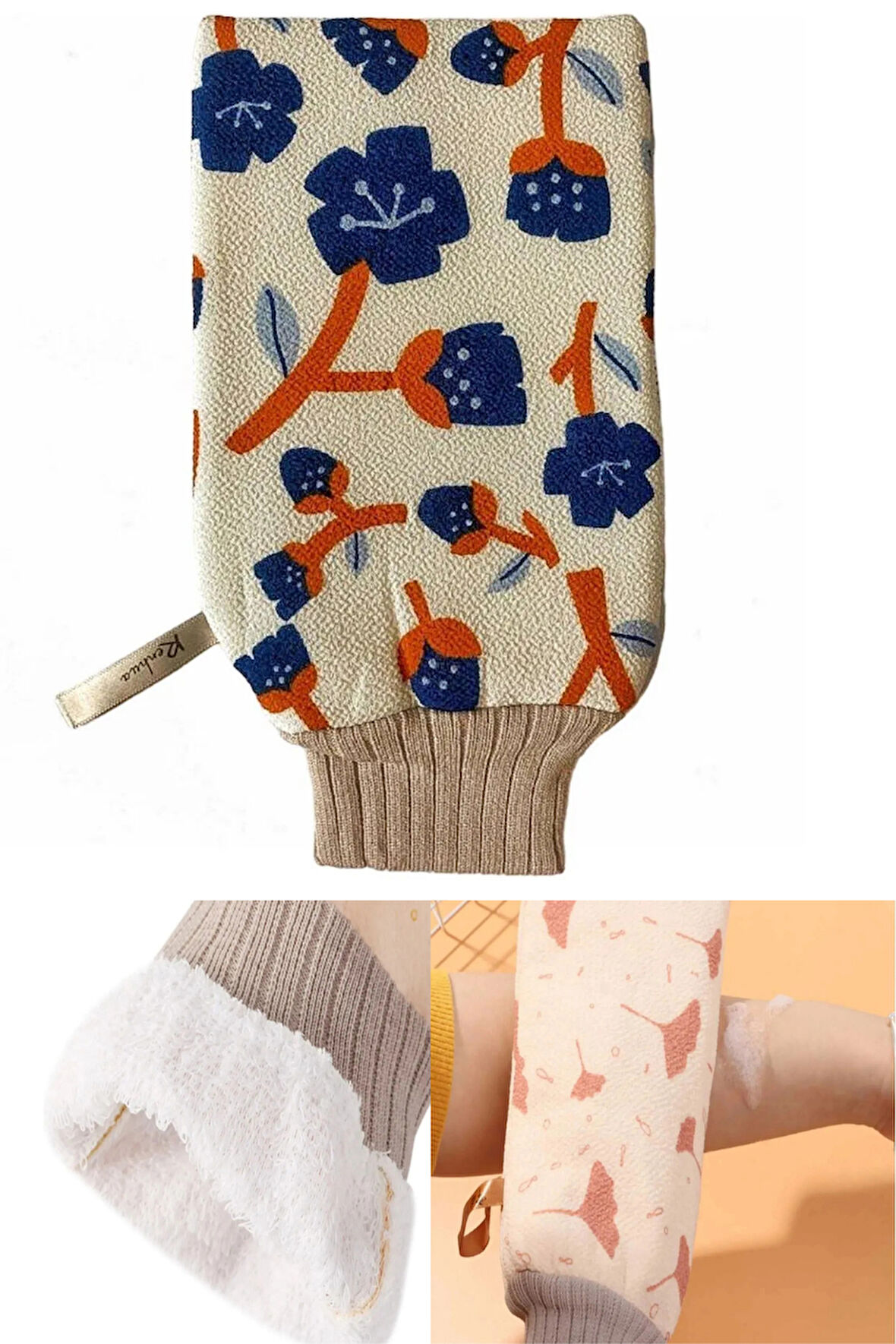 Mikrofiber Desenli Banyo Kesesi Içi Lif Dışı Kese Çift Taraflı Kese