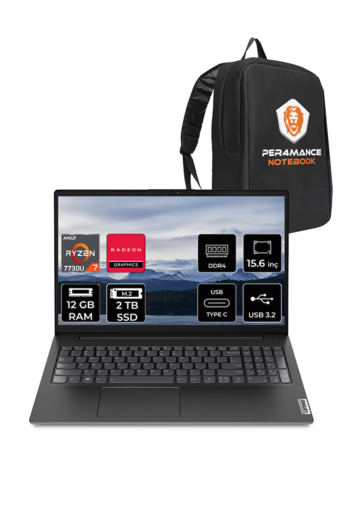 Lenovo V15 G4 R7 7730U 12GB 2TB SSD 15.6'' FHD FDOS Dizüstü Bilgisayar & PER4 ÇANTA