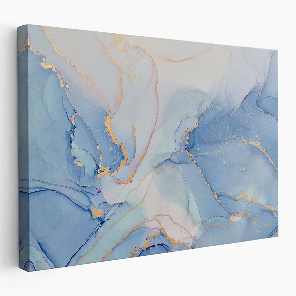 Mürekkep ve Alkol Elementleri ile Mermer Deseni Verilmiş Kanvas Tablo-5044