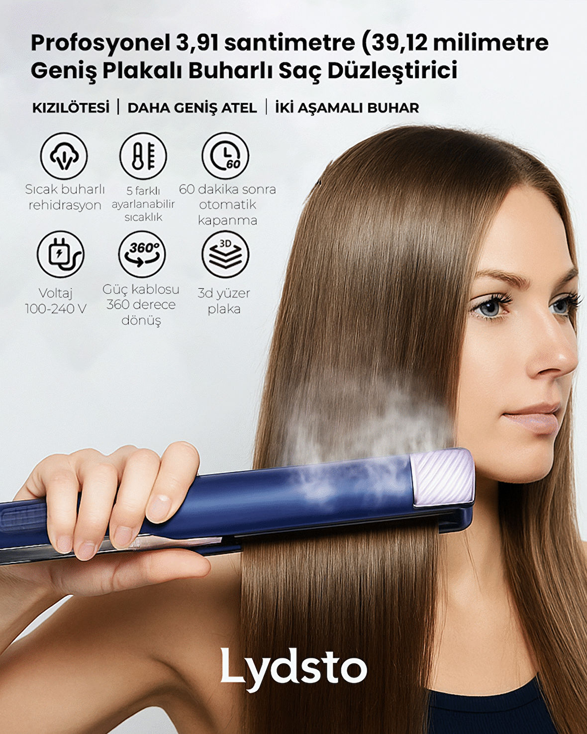 Lydsto Beauty Steam Flow Buharlı Saç Düzleştirici ve Şekillendirici (DarkSlateBlue)