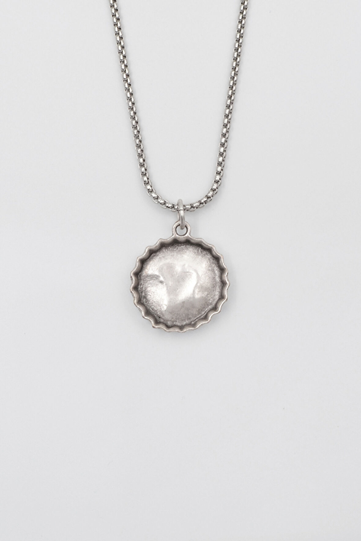 Retro Gazoz Kapağı Örme Zincir Kolye - Antik Gümüş Kaplama - Kadın Erkek - 60 cm