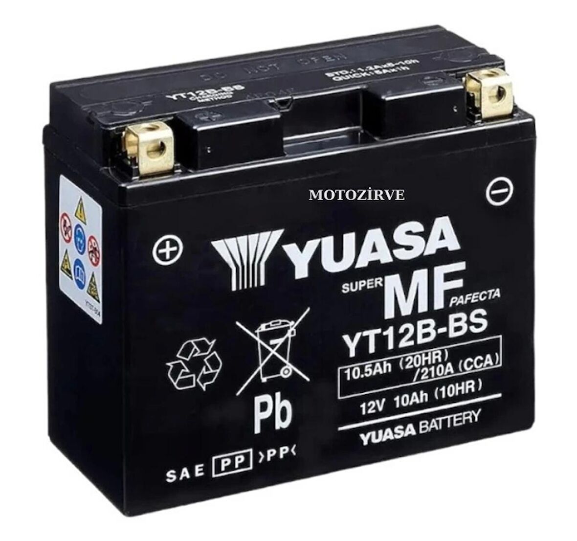 Yuasa YT12B-BS 10.5 Amper 12 Volt 210 cca Bakımsız Motosiklet Aküsü