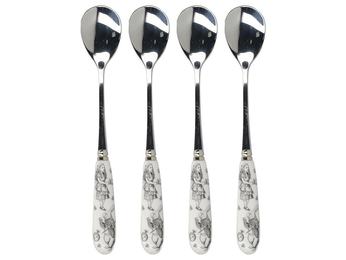 Mikasa x V&A Alice In Wonderland Paslanmaz Çelik Porselen Saplı Çay Kaşığı 4lü