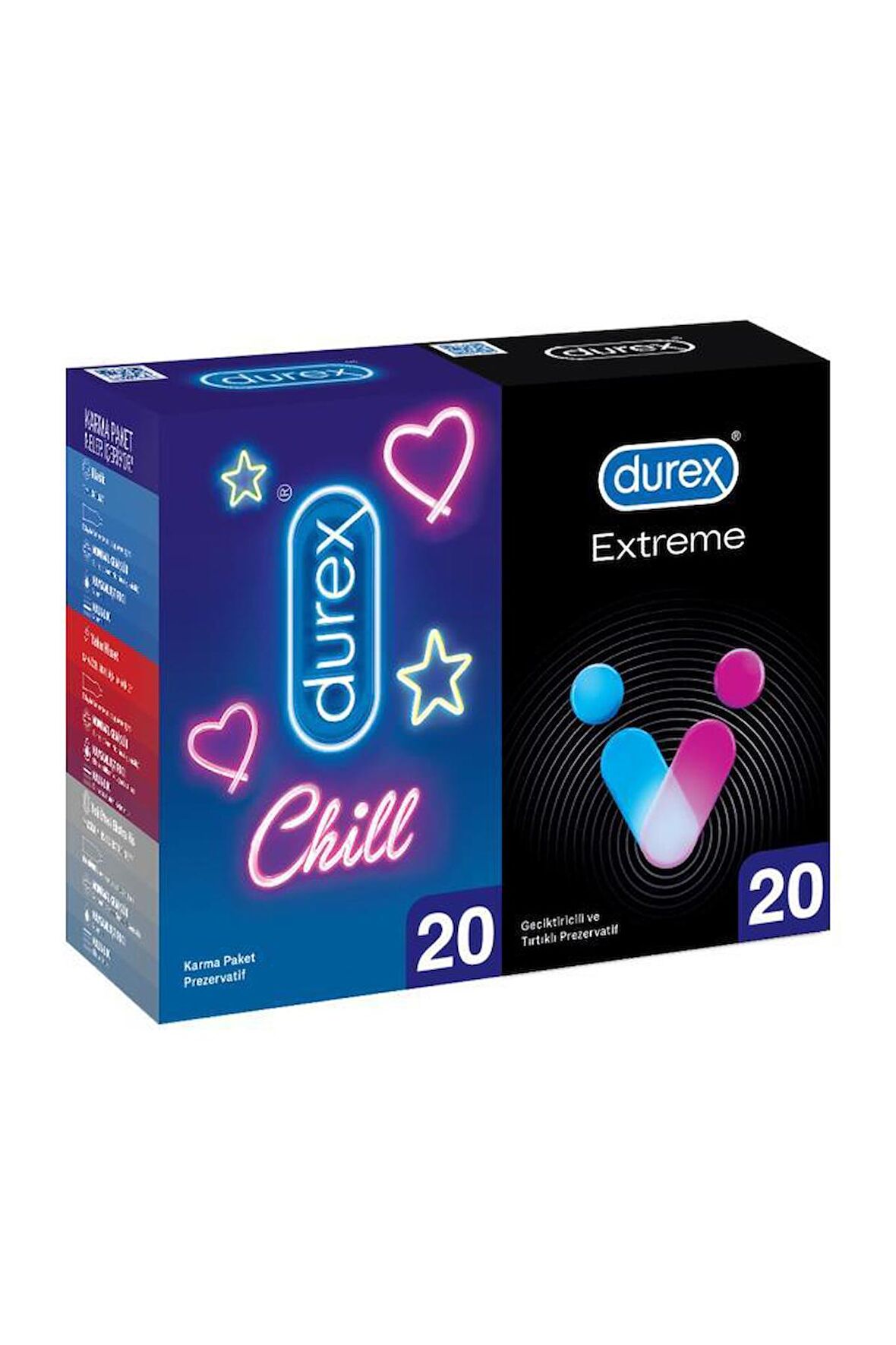 Durex Chill Karma Prezervatif 20’li +Durex Extreme Geciktiricili Prezervatif 20'li Avantaj Paketi