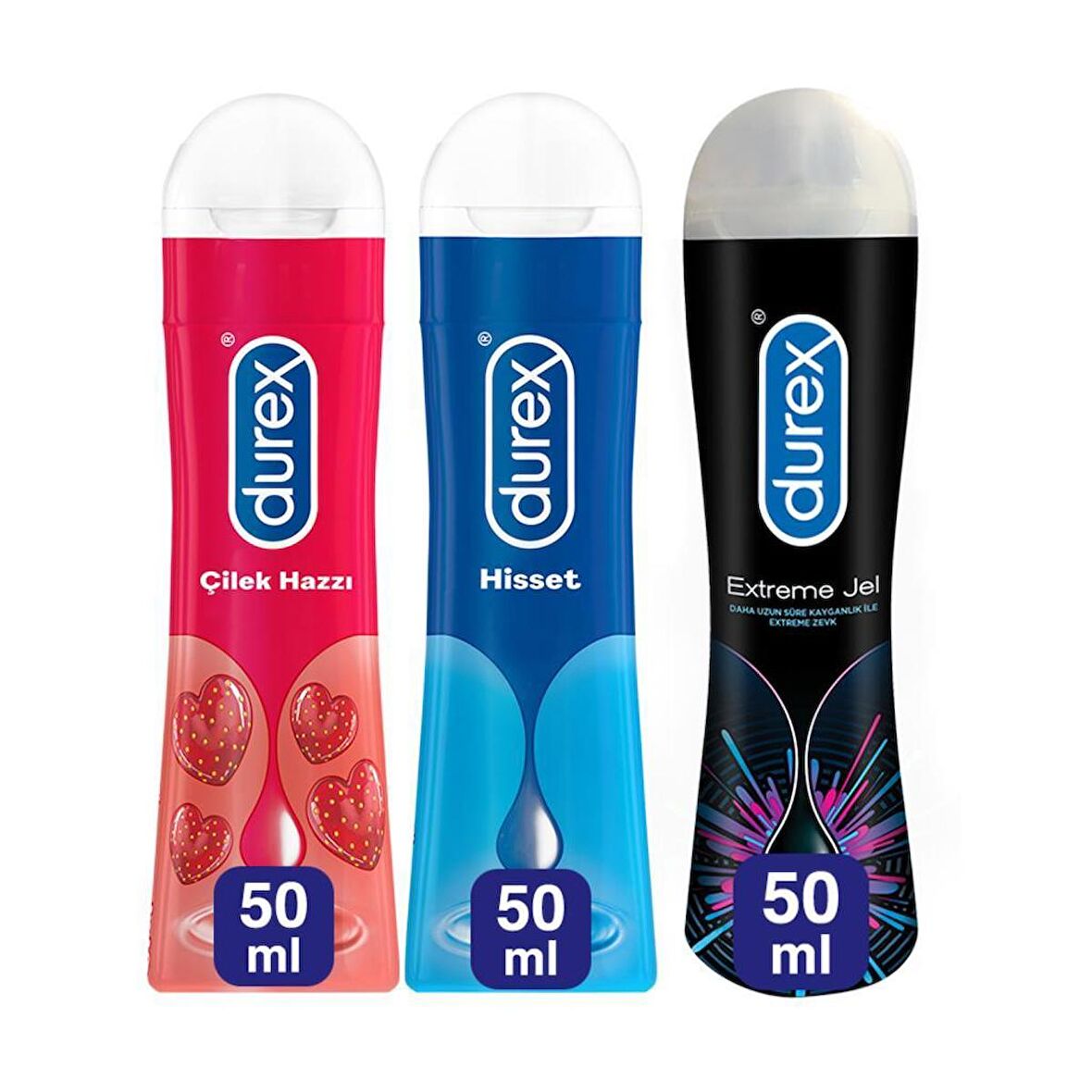 Durex Hisset 50ml + Çilek Jel 50ml + Extreme Anal Kayganlaştırıcı Jel 50ml