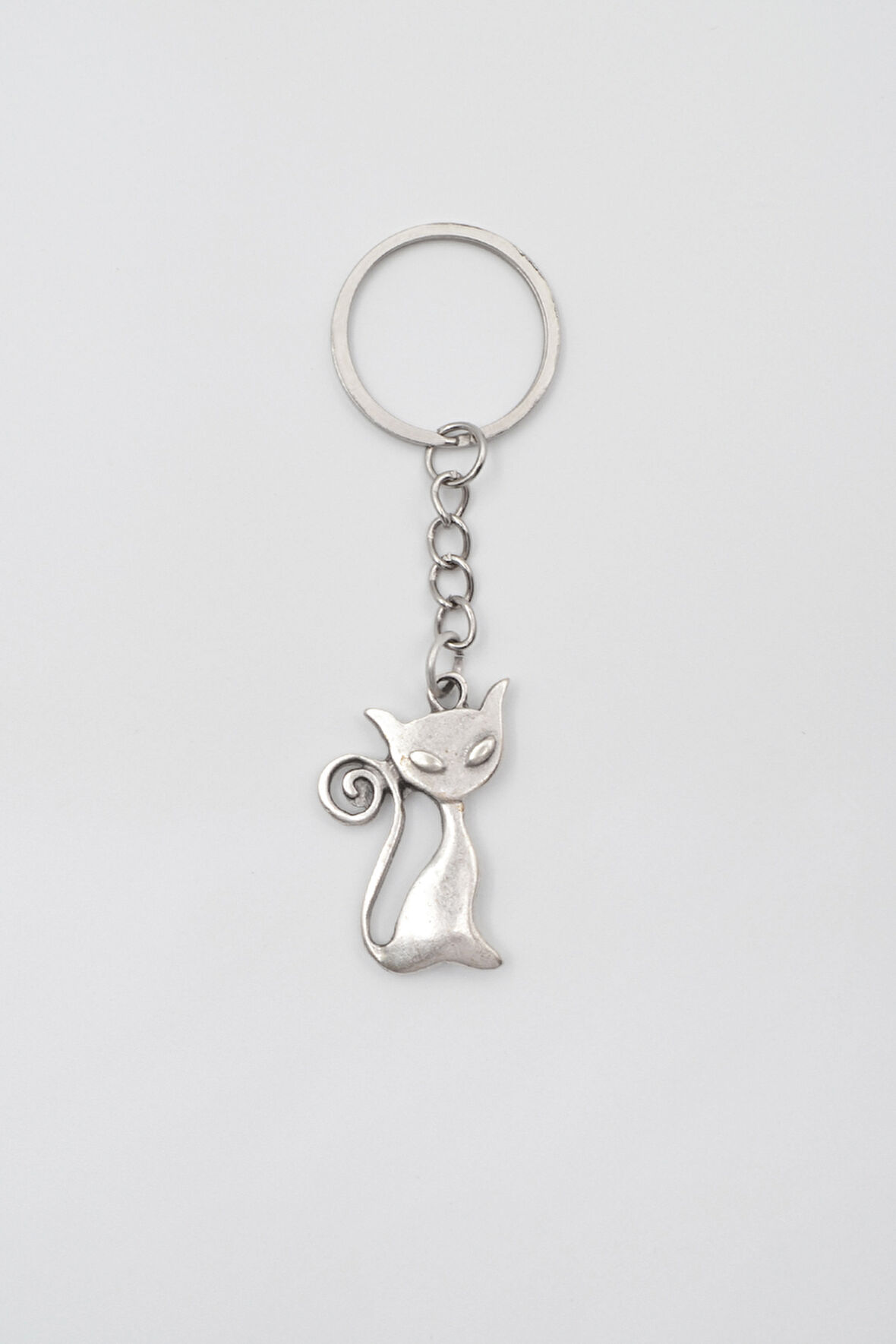 Mistik Kedi Anahtarlık - Antik Gümüş Kaplama - Kadın Erkek