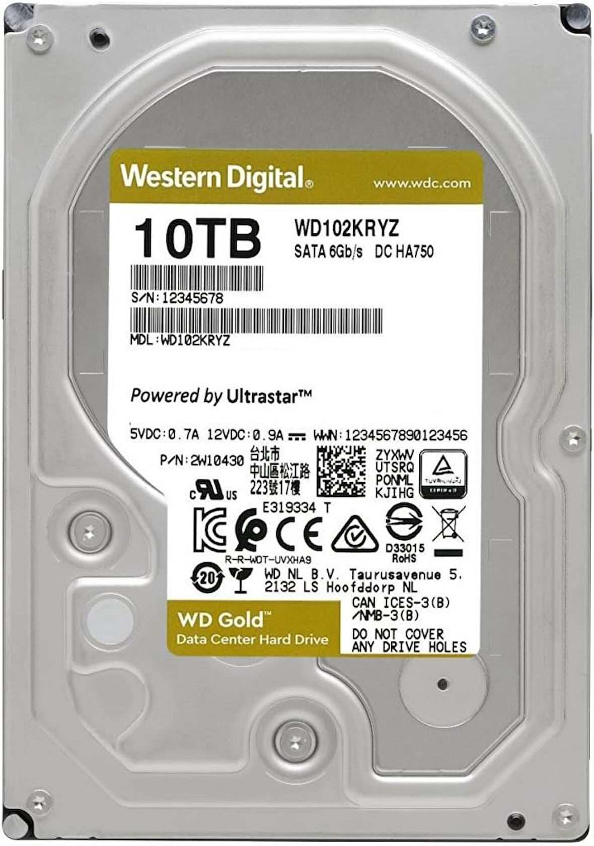 Western Digital Gold WD102KRYZ SATA 3.0 7200 RPM 3.5" 10 TB Harddisk Teşhir