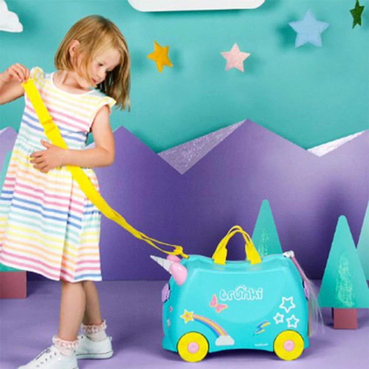 Reyo Trunki Çocuk Bavulu Seyahat Valizi 46x31x21,5cm - Una Unicorn