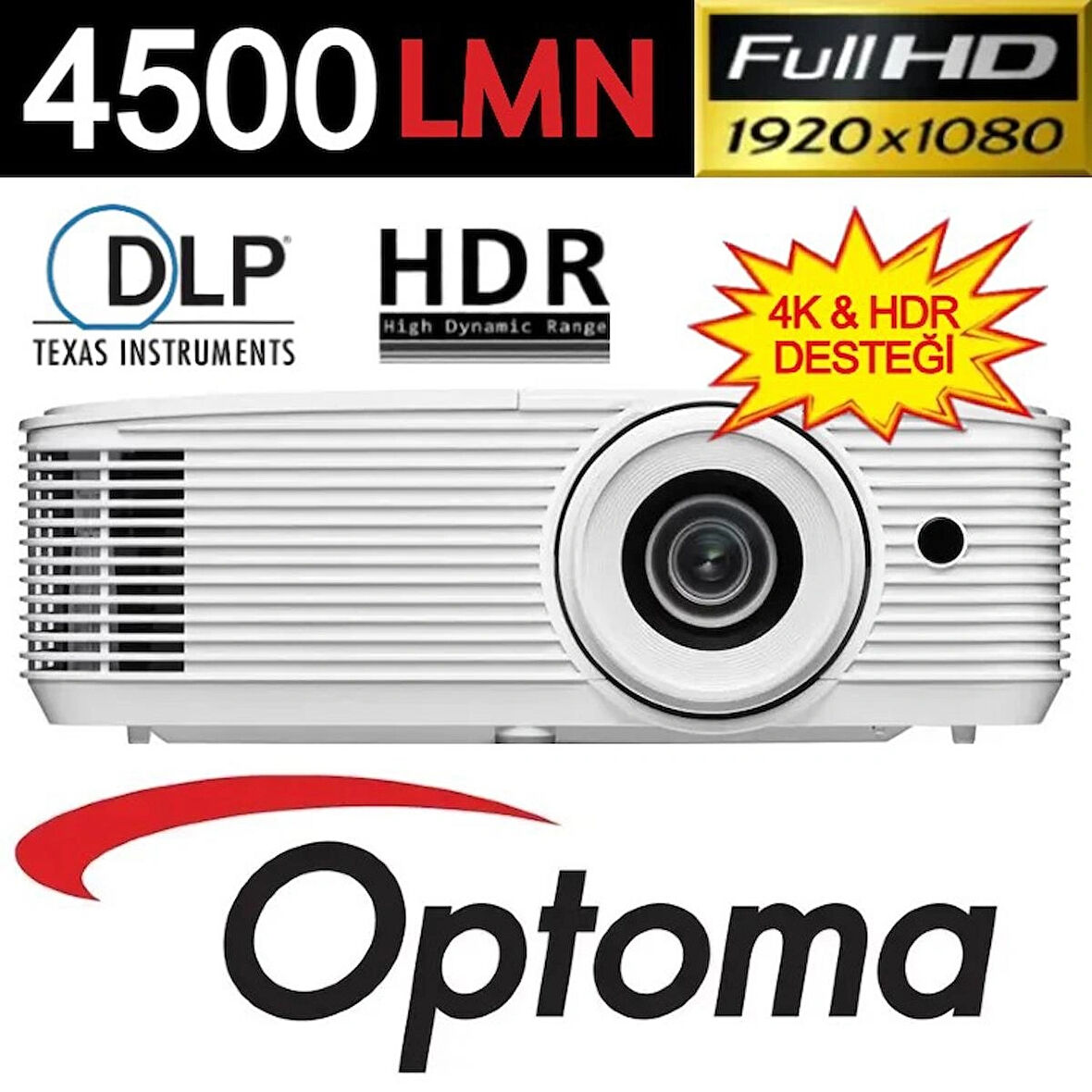 Optoma HD30LV 4.500 Lumen 4K & HDR Destekli Full HD Projeksiyon Cihazı