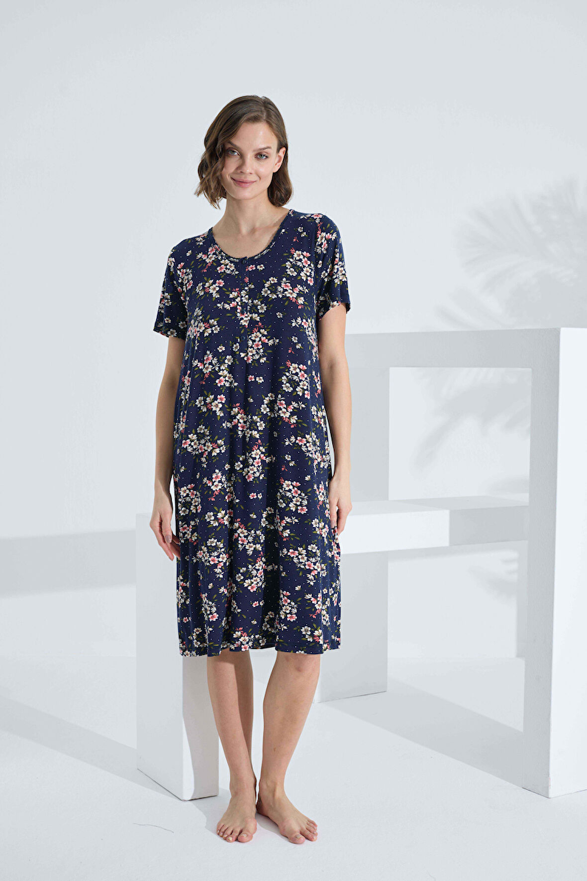 Bambu Kısa Kol Yazlık Kadın Elbise 72239