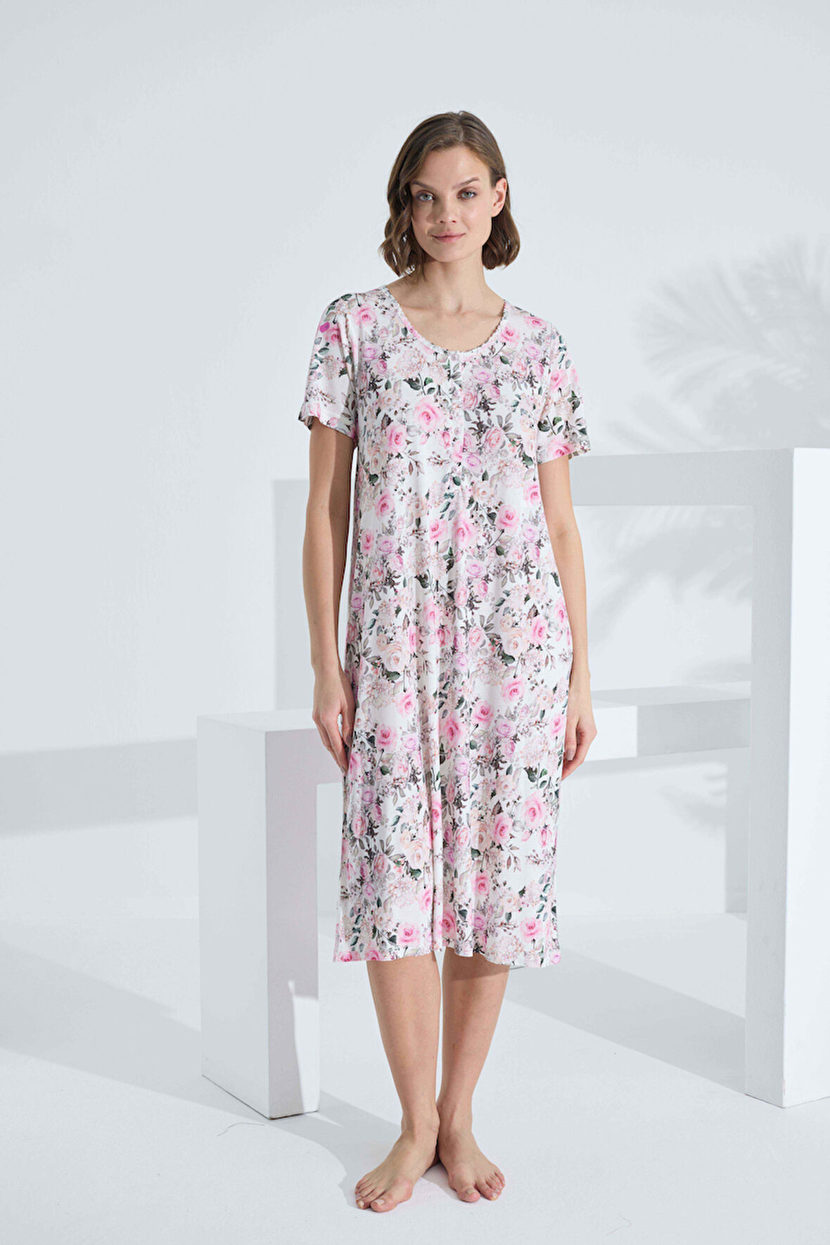 Bambu Kısa Kol Yazlık Kadın Elbise 72234