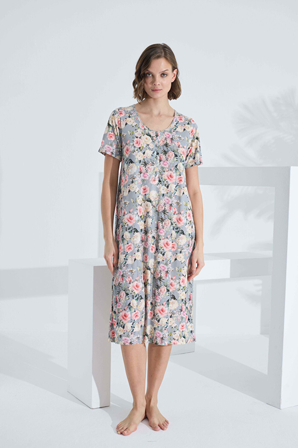 Bambu Kısa Kol Yazlık Kadın Elbise 72233