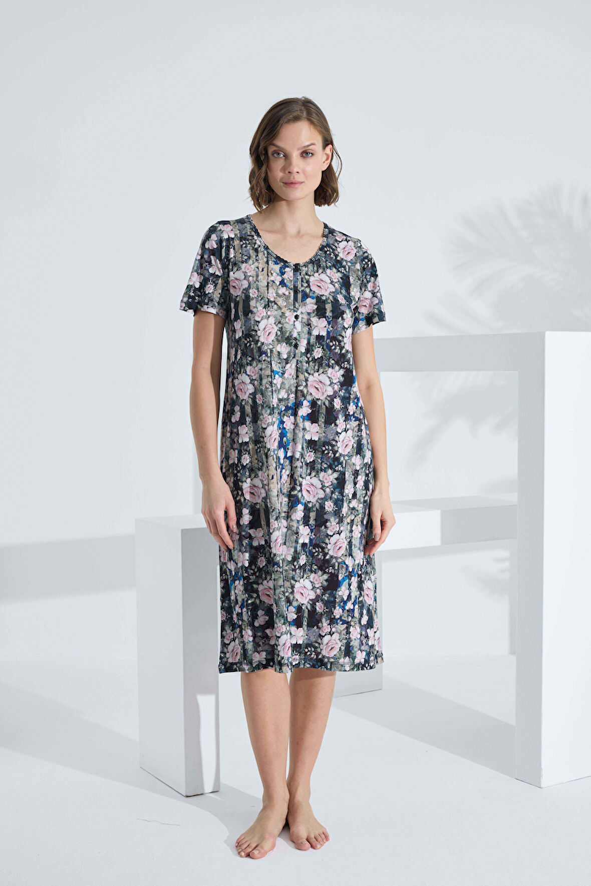 Bambu Kısa Kol Yazlık Kadın Elbise 72243