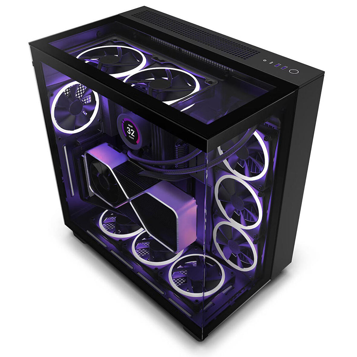 NZXT H Series H9 Elite Edition CM-H91EB-01 Temperli Cam Siyah Mid Tower Gaming (Oyuncu) Kasa